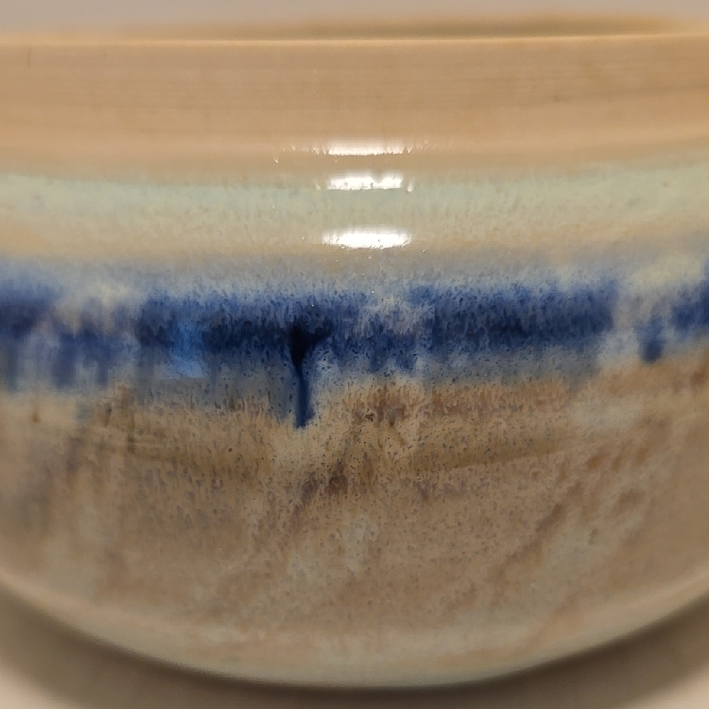 Elegant Blue and Cream Signed Pottery Bowl / Planter - Picture 13 of 16